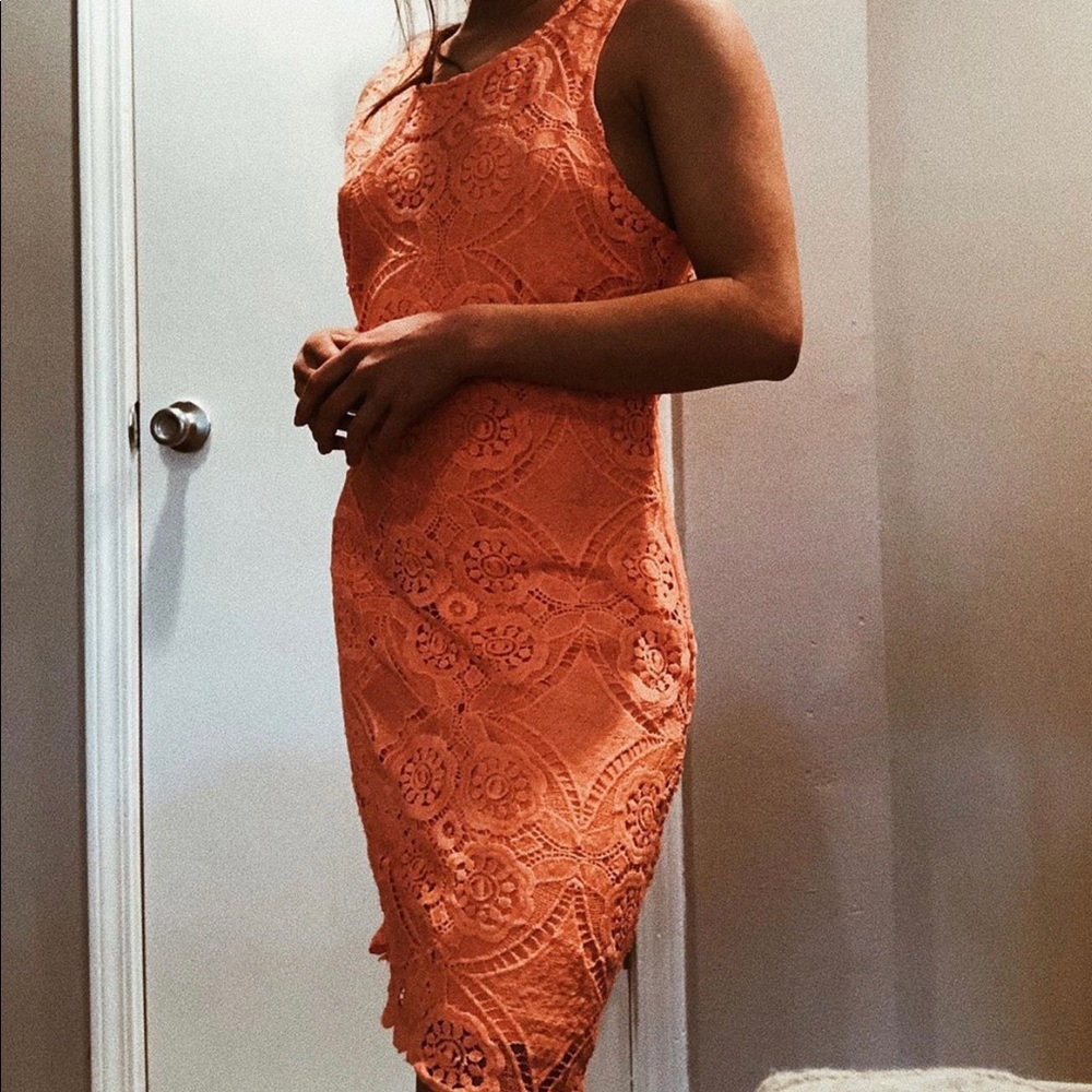 Coral lace dress